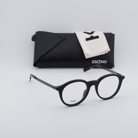 Kenzo KZ50015U 001 Round Eyeglasses 51mm - Shiny Black - Picture 6 of 11